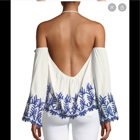 Ramy Brook Tops - Ramy Brook Damaris cold-shoulder embroidered top